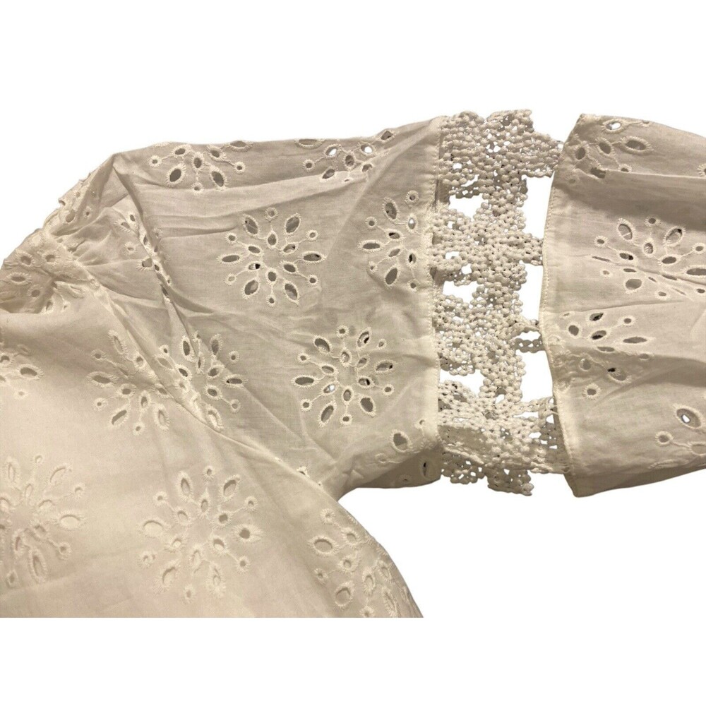 Anthropologie Beulah Women’s White Embroidered Dress sz Small long sleeve - Picture 11 of 15